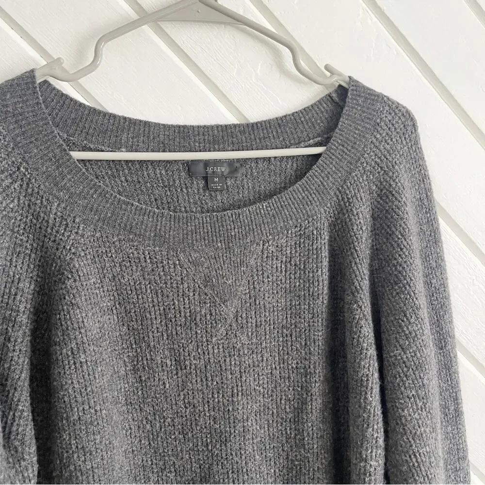 J. Crew Merino Wool Alpaca Waffle Crewneck Sweater in Supersoft Yarn Size Medium